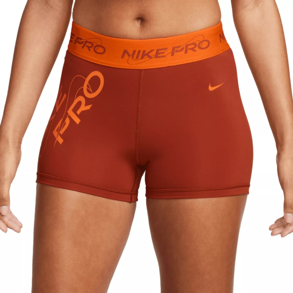 Nike Pro Mid-Rise 3" Rugged Orange Graphic Shorts